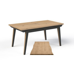 Table rectangle 160x90 Chêne massif - DUNE - plateau chantourné - 4 pieds
